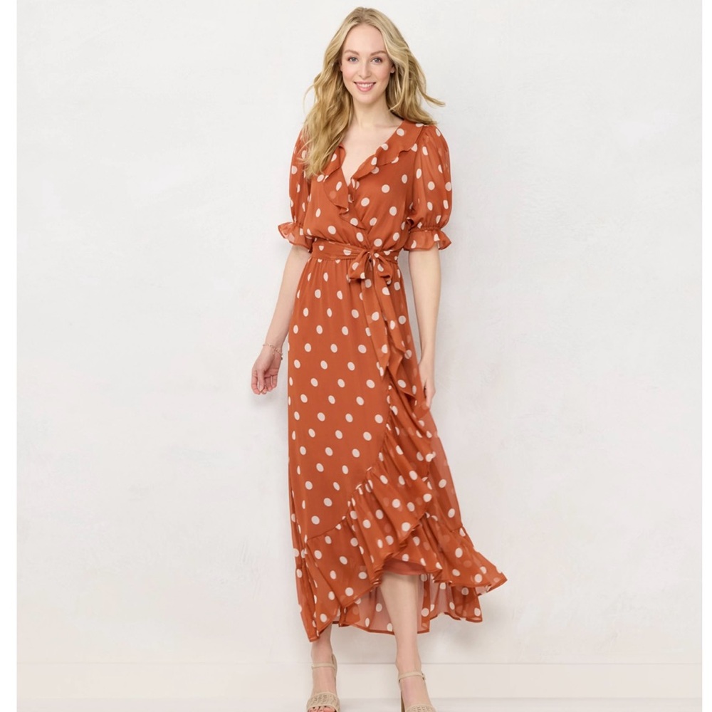 Red Polka Dot Wrap Dress